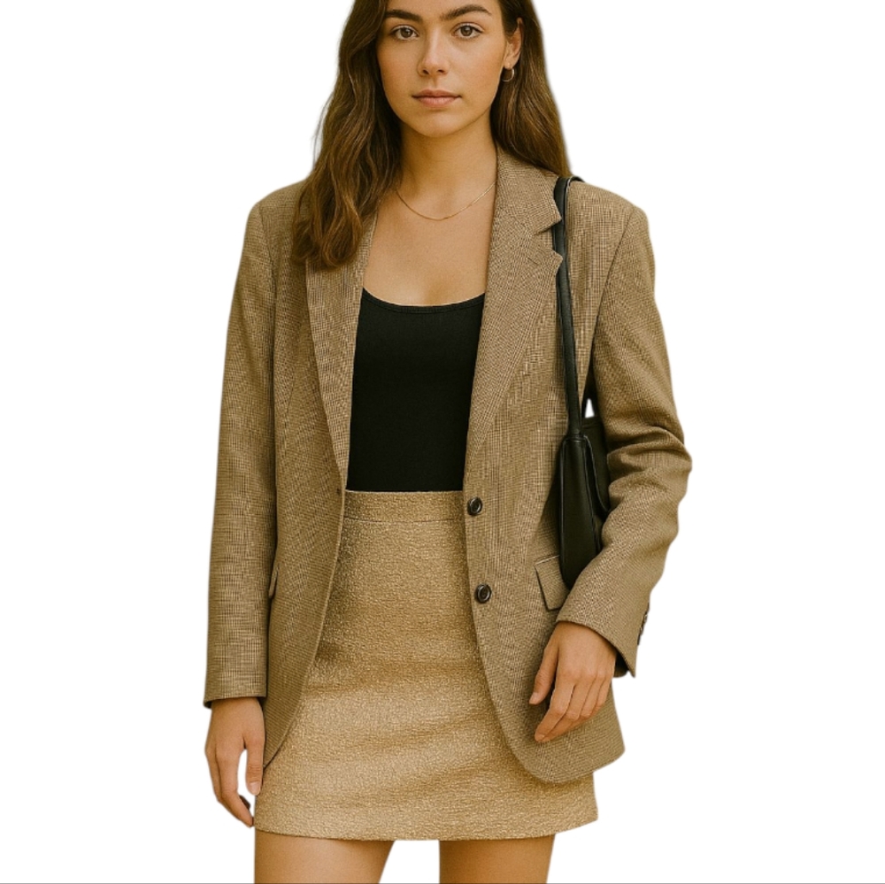 H&M Gold Stretch Textured mini skirt size small